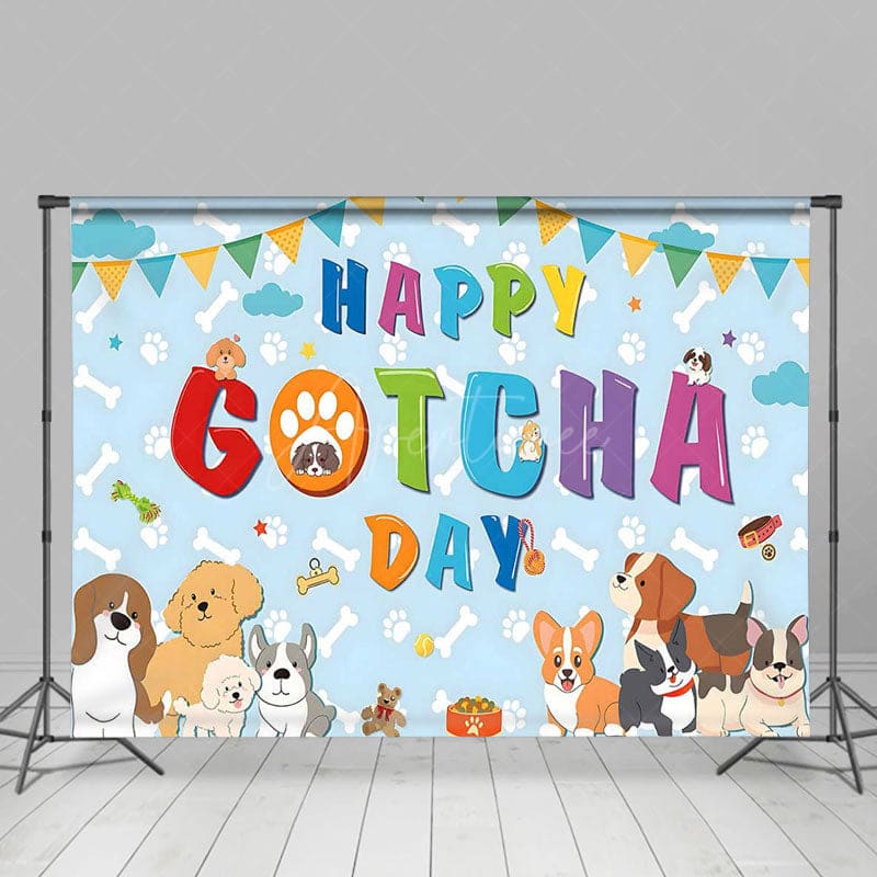 Aperturee - Aperturee Blue Bone Pet Colorful Happy Gotcha Day Backdrop