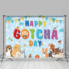 Aperturee - Aperturee Blue Bone Pet Colorful Happy Gotcha Day Backdrop