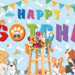 Aperturee - Aperturee Blue Bone Pet Colorful Happy Gotcha Day Backdrop