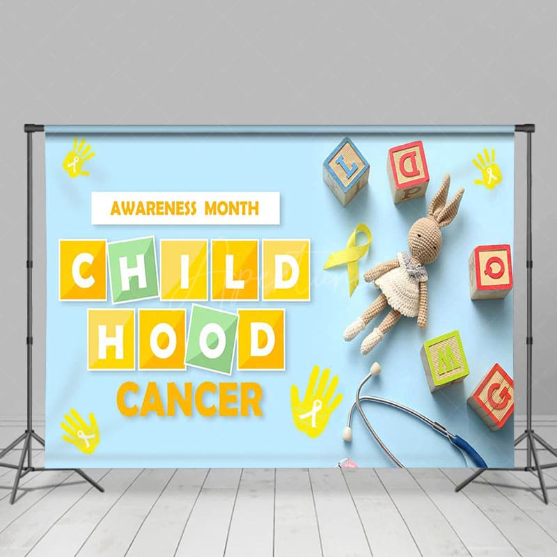 Aperturee - Aperturee Blue Bunny Childhood Cancer Awareness Month Backdrop