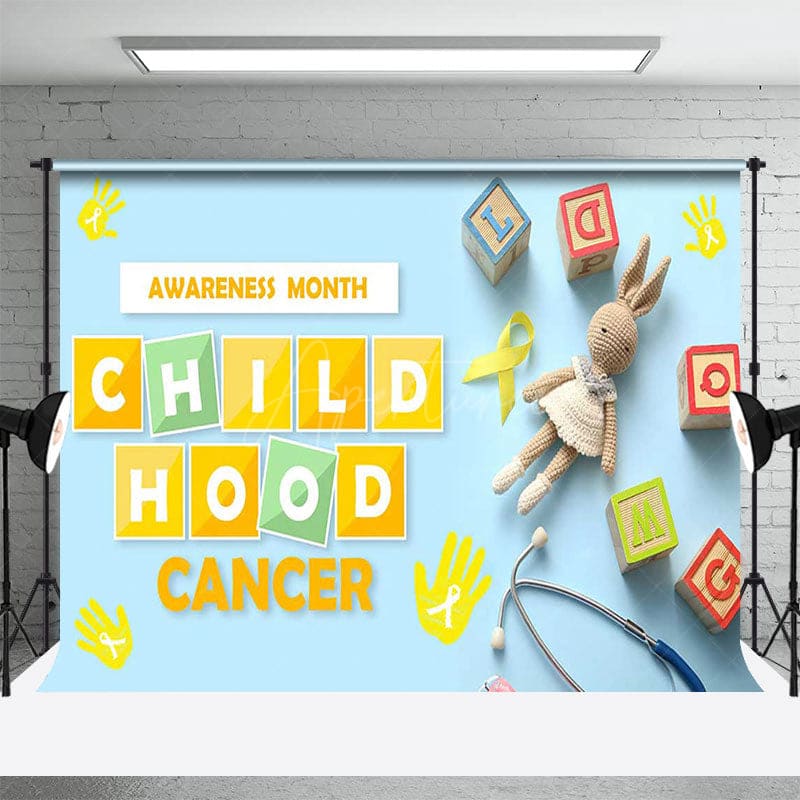 Aperturee - Aperturee Blue Bunny Childhood Cancer Awareness Month Backdrop