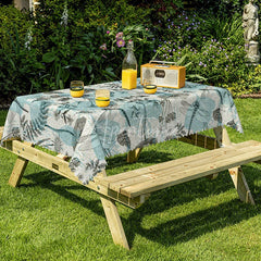 Aperturee - Aperturee Blue Dragonfly Rectangle Tablecloth Botanical Garden Floral and Insects Spring Summer Outdoor Dining Decor