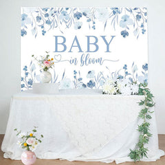 Aperturee - Aperturee Blue Floral Baby In Bloom Gender Reveal Backdrop