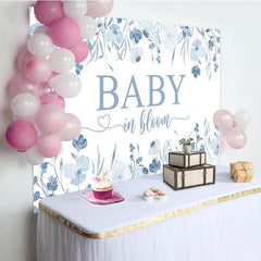 Aperturee - Aperturee Blue Floral Baby In Bloom Gender Reveal Backdrop