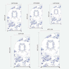 Aperturee Aperturee Blue Floral Bow Frame Bridal Shower Half Moon Arch Backdrop