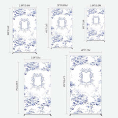 Aperturee Aperturee Blue Floral Bow Frame Bridal Shower Rectangle Backdrop