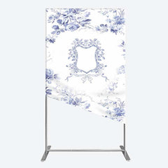 Aperturee Aperturee Blue Floral Bow Frame Bridal Shower Rectangle Backdrop
