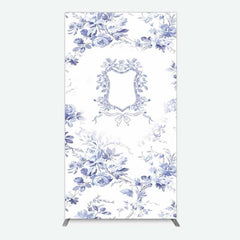 Aperturee Aperturee Blue Floral Bow Frame Bridal Shower Rectangle Backdrop