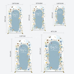 Aperturee - Aperturee Blue Floral Little Boy Baby Shower Arch Backdrop