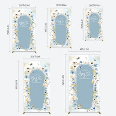 Aperturee - Aperturee Blue Floral Little Boy Baby Shower Rectangle Backdrop