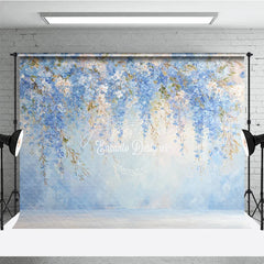 Aperturee - Aperturee Blue Floral Photography Backdrop Painterly Abstract Wisteria Wall Fine Art Texture Portrait Background