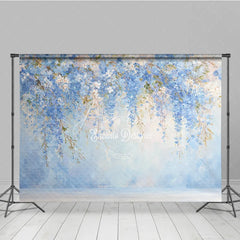 Aperturee - Aperturee Blue Floral Photography Backdrop Painterly Abstract Wisteria Wall Fine Art Texture Portrait Background
