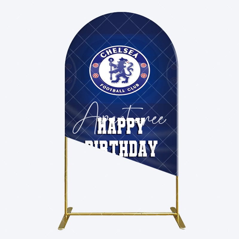 Aperturee - Aperturee Blue Football Club Logo Sport Birthday Arch Backdrop