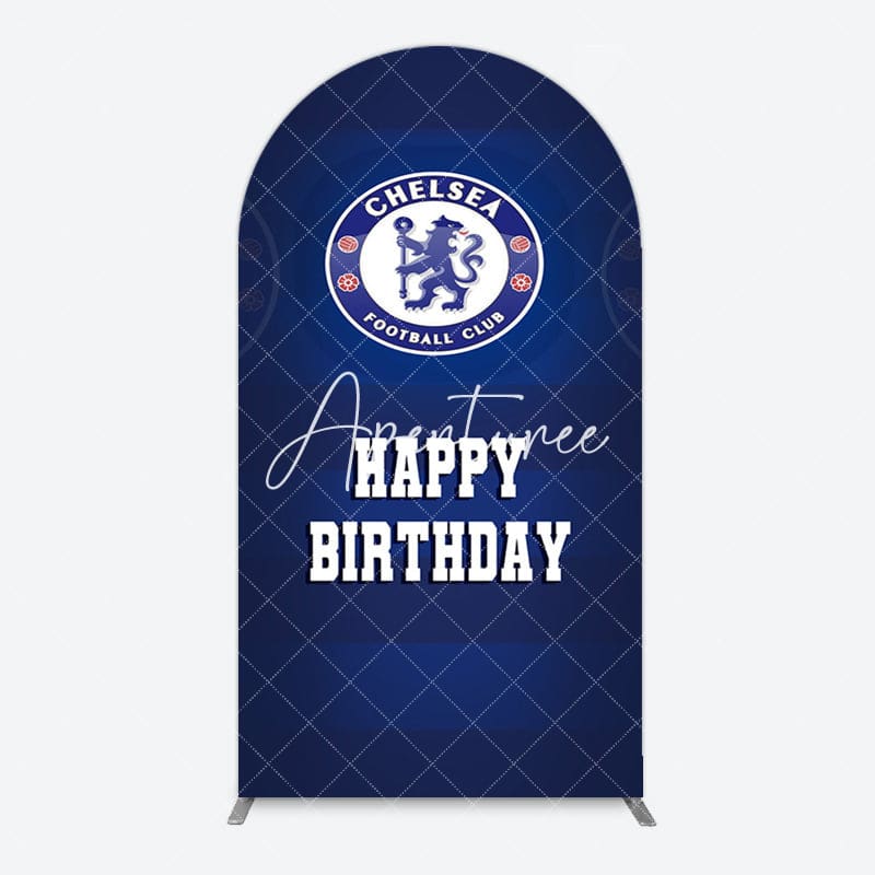 Aperturee - Aperturee Blue Football Club Logo Sport Birthday Arch Backdrop