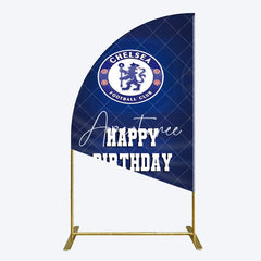 Aperturee - Aperturee Blue Football Club Logo Sport Birthday Half Moon Arch Backdrop