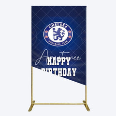 Aperturee - Aperturee Blue Football Club Logo Sport Birthday Rectangle Backdrop