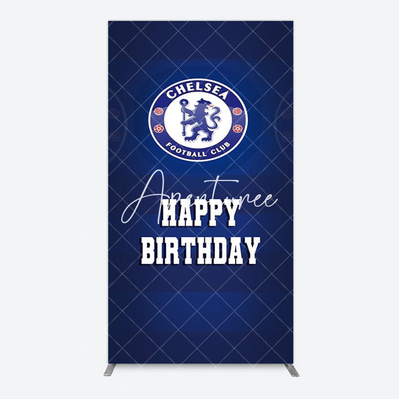 Aperturee - Aperturee Blue Football Club Logo Sport Birthday Rectangle Backdrop