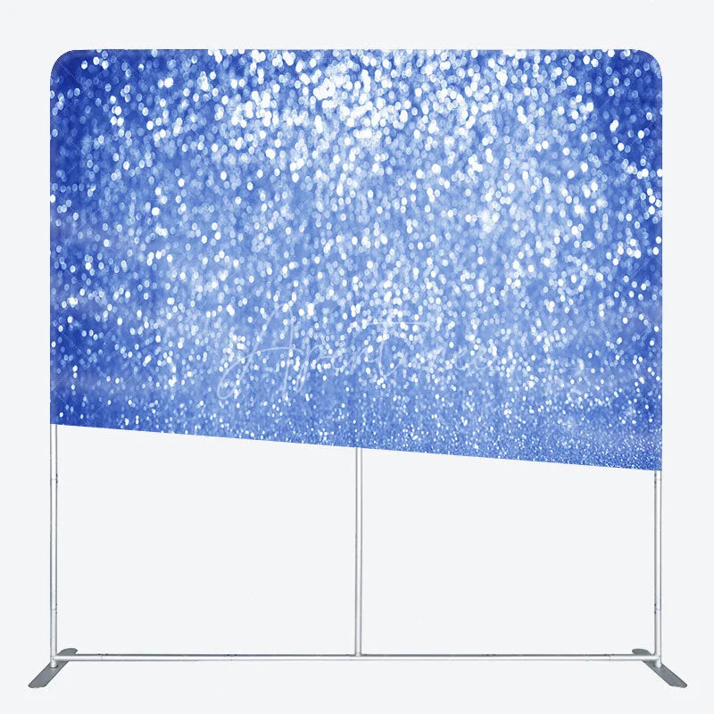 Aperturee - Aperturee Blue Glitter Tension Fabric Backdrop Sparkle Bokeh Photography Background Abstract Shimmer Decoration