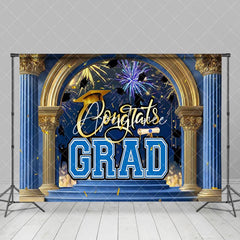 Aperturee - Aperturee Blue Gold Palace Arch Sparkle Congrats Grad Backdrop