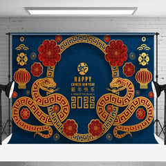Aperturee - Aperturee Blue Gold Red Zodiac Snake Chinese Year Backdrop