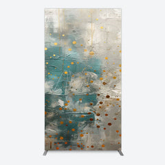 Aperturee - Aperturee Blue Gray Cement Wall Gold Dots Birthday Rectangle Backdrop