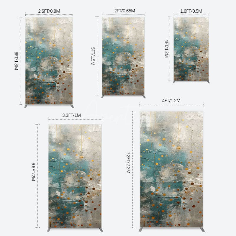 Aperturee - Aperturee Blue Gray Cement Wall Gold Dots Birthday Rectangle Backdrop