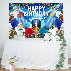 Aperturee - Aperturee Blue Green Rugby Field Sports Happy Birthday Backdrop