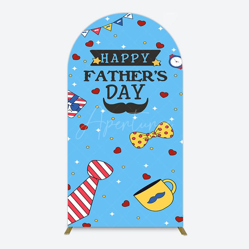 Aperturee - Aperturee Blue Heart Stars Happy Fathers Day Arch Backdrop