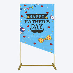 Aperturee - Aperturee Blue Heart Stars Happy Fathers Day Rectangle Backdrop