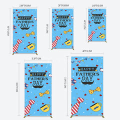 Aperturee - Aperturee Blue Heart Stars Happy Fathers Day Rectangle Backdrop