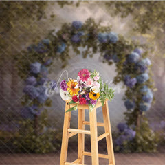Aperturee - Aperturee Blue Hydrangea Wedding Arch Backdrop Enchanted Forest Photo Prop Magical Woodland Bridal Shower Decor