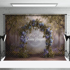 Aperturee - Aperturee Blue Hydrangea Wedding Arch Backdrop Enchanted Forest Photo Prop Magical Woodland Bridal Shower Decor
