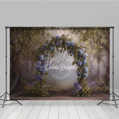 Aperturee - Aperturee Blue Hydrangea Wedding Arch Backdrop Enchanted Forest Photo Prop Magical Woodland Bridal Shower Decor