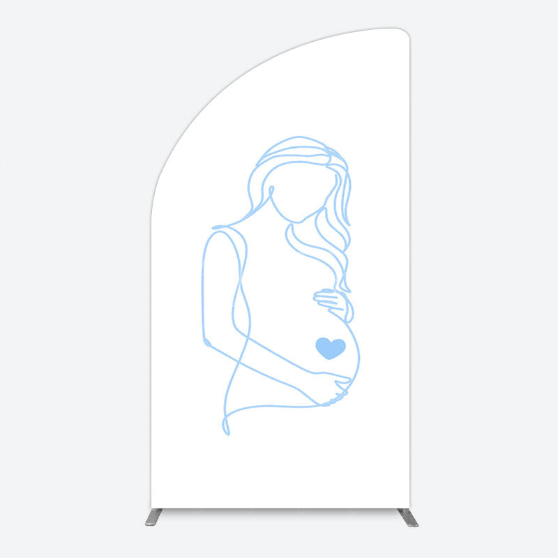 Aperturee - Aperturee Blue Lined Pregnant Woman Baby Shower Half Moon Arch Backdrop
