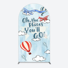 Aperturee - Aperturee Blue Oh The Places You Go Happy Birthday Arch Backdrop
