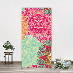 Aperturee - Aperturee Blue Pink Floral Pattern Mandala Lohri Arch Backdrop