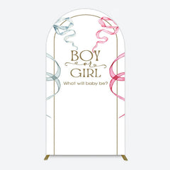 Aperturee - Aperturee Blue Pink Ribbon Boy Or Girl Baby Shower Arch Backdrop