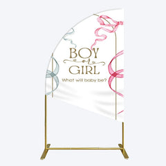 Aperturee - Aperturee Blue Pink Ribbon Boy Or Girl Baby Shower Half Moon Arch Backdrop