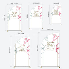 Aperturee - Aperturee Blue Pink Ribbon Boy Or Girl Baby Shower Half Moon Arch Backdrop