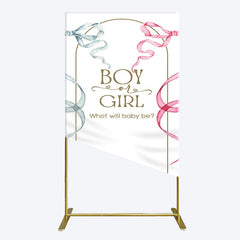 Aperturee - Aperturee Blue Pink Ribbon Boy Or Girl Baby Shower Rectangle Backdrop