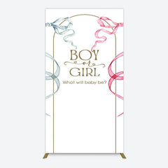 Aperturee - Aperturee Blue Pink Ribbon Boy Or Girl Baby Shower Rectangle Backdrop
