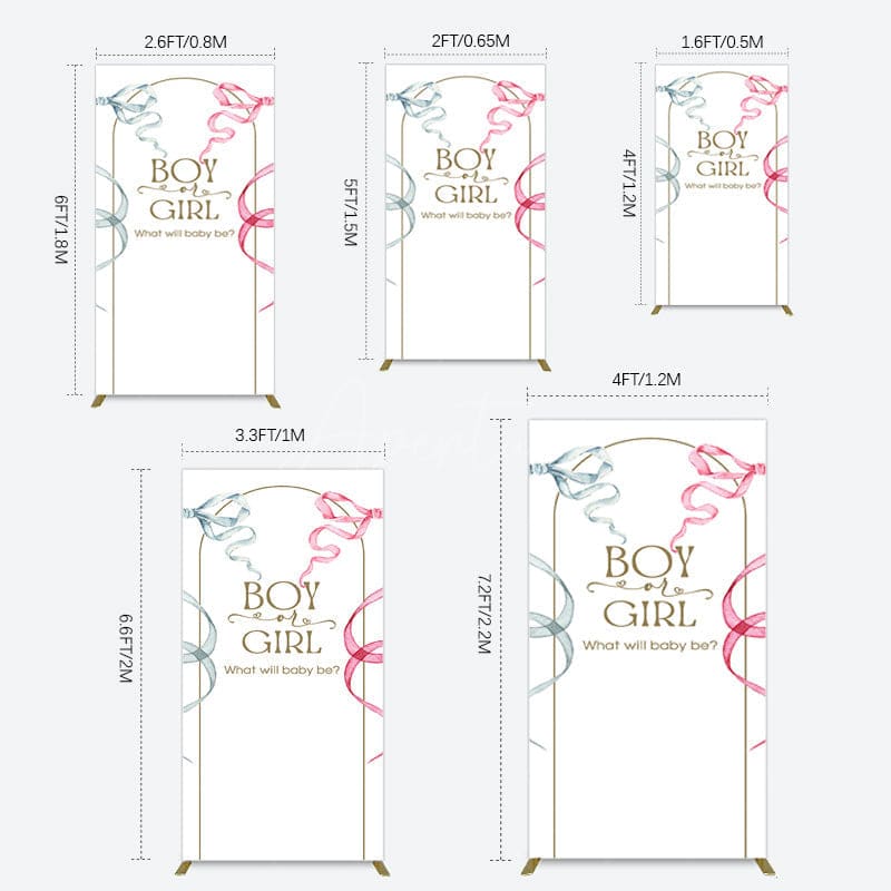 Aperturee - Aperturee Blue Pink Ribbon Boy Or Girl Baby Shower Rectangle Backdrop