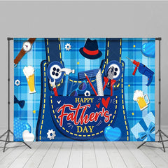 Aperturee - Aperturee Blue Plaid Tool Bib Pants Happy Fathers Day Backdrop