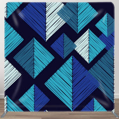 Aperturee - Aperturee Blue Pyramid Pattern Fabric Backdrop For Party Decor