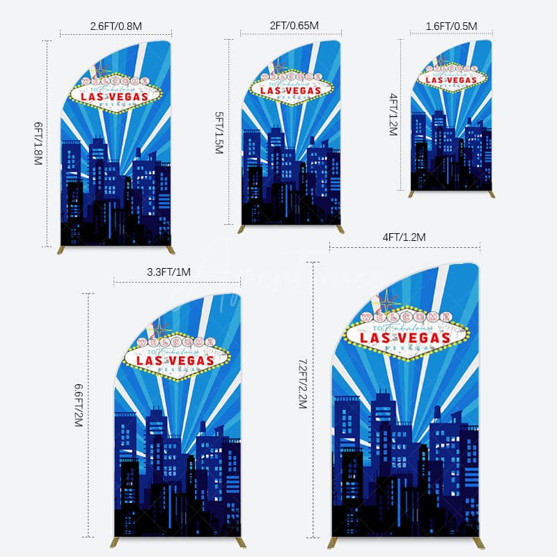 Aperturee - Aperturee Blue Rays Building City Las Vegas Casino Half Moon Arch Backdrop
