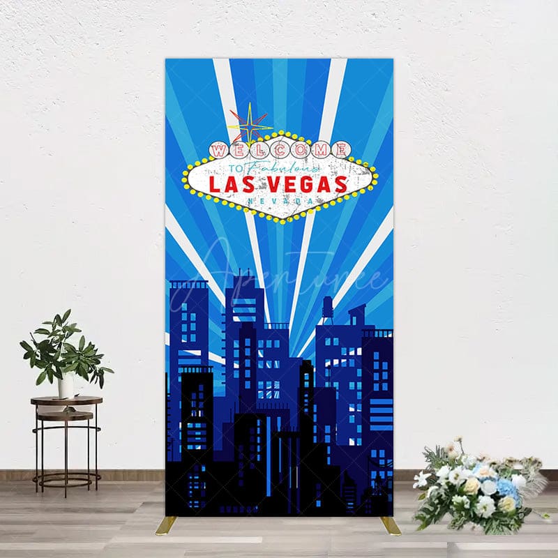 Aperturee - Aperturee Blue Rays Building City Las Vegas Casino Rectangle Backdrop