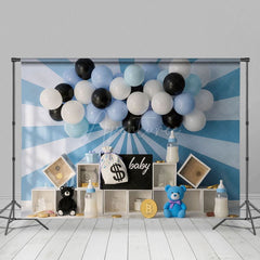 Aperturee - Aperturee Blue Rays Wall Balloons Birthday Cake Smash Backdrop