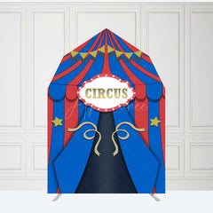 Aperturee Aperturee Blue Red Circus Barn Door Arch Birthday Backdrop