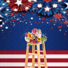 Aperturee - Aperturee Blue Red Stripe Stars July 4th Photography Backdrop