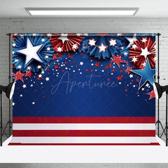 Aperturee - Aperturee Blue Red Stripe Stars July 4th Photography Backdrop
